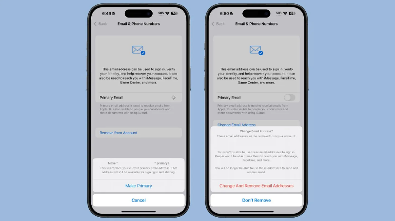 德化苹果手机维修分享苹果 iOS 18.1 支持设置“主要”邮箱地址并更改 iCloud 邮箱 